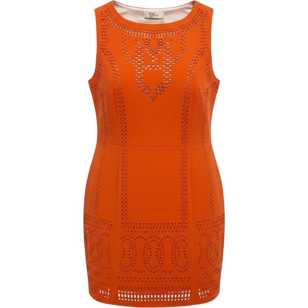 Aryeh Orange Eyelet Shift Dress NWT Boutique Sleeveless Lined Size M